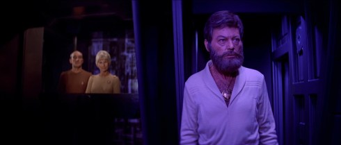 Crazy bastard bearded Leonard 'Bones' McCoy, rocking some fine hobo-Travolta chic